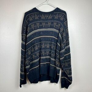 Vintage Geoffrey Beene Striped Geometric Sweater Mens L Grandpa Streetwear Retro